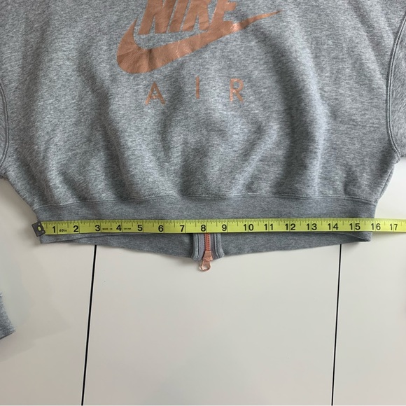 Nike Air Rally Crew Cropped Sweatshirt Back Zip Gray Metallic Rose Gold X-Small - Picture 15 of 16